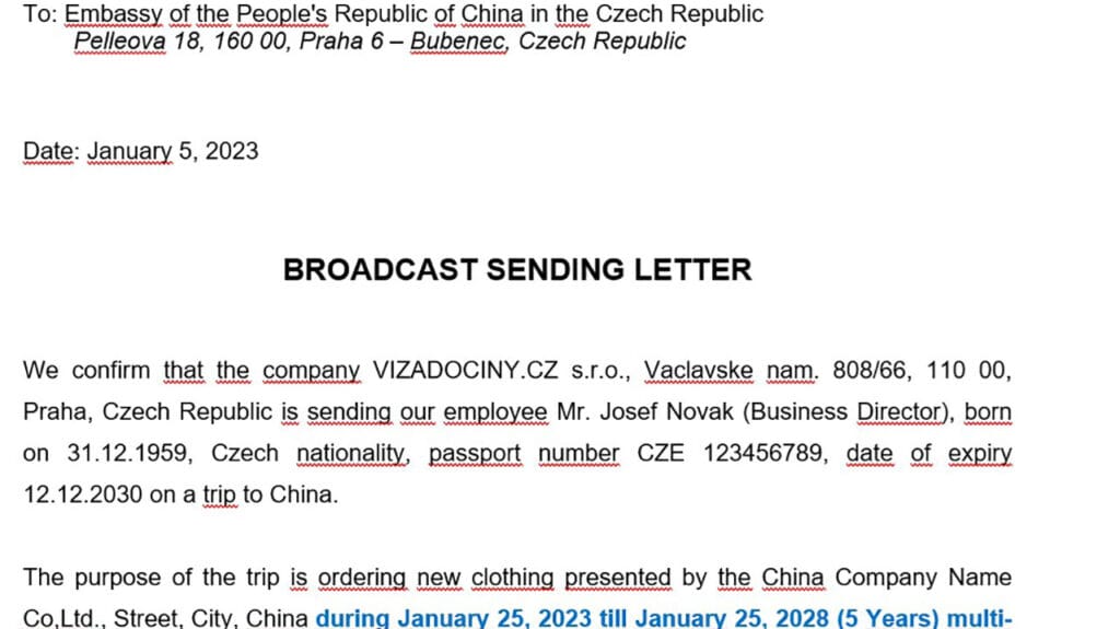 Vysílací dopis - Broadcast Sending Letter