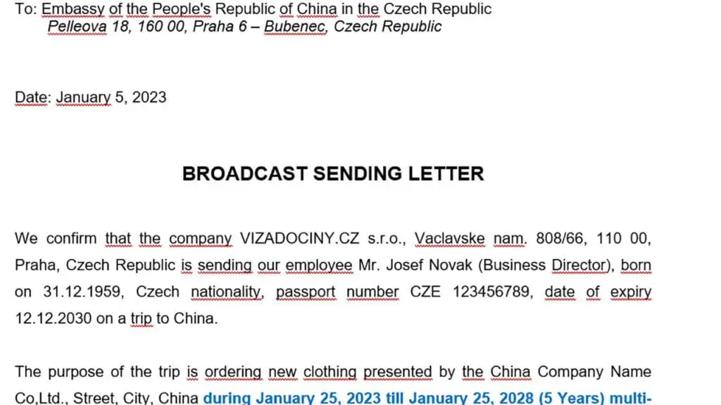 Vysílací dopis - Broadcast Sending Letter