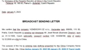 Vysílací dopis - Broadcast Sending Letter