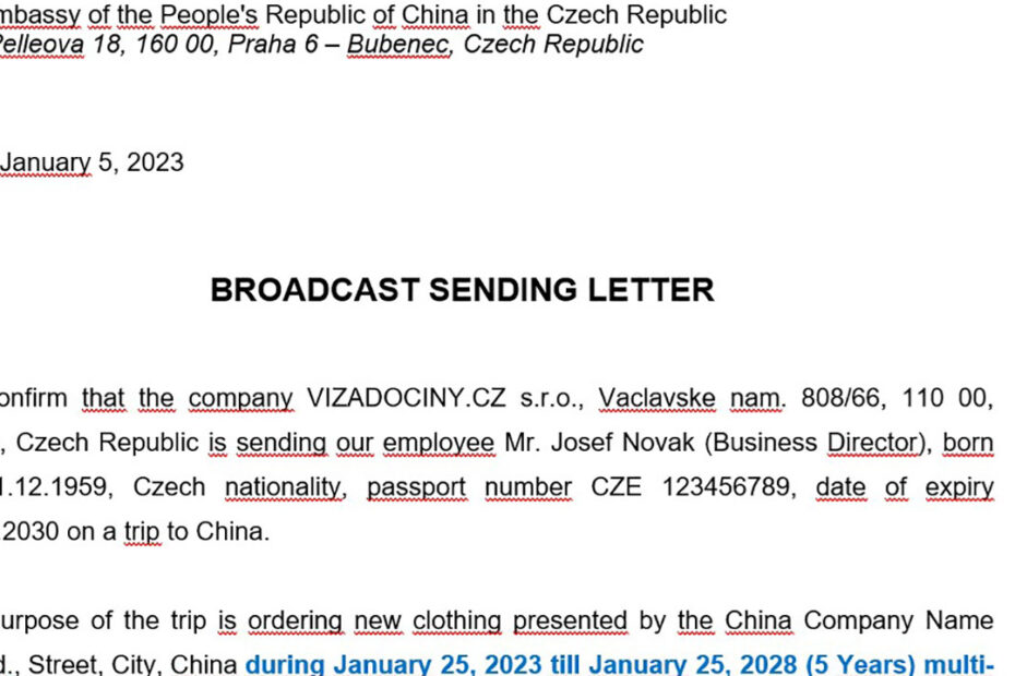 Vysílací dopis - Broadcast Sending Letter