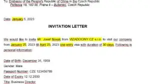 Zvací dopis (Invitation Letter)