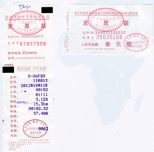 Doklad od taxikáře v Číně