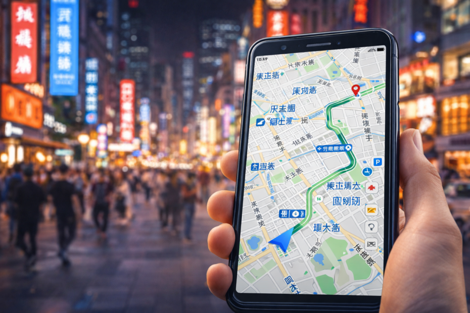 Navigace na smartphone v čínském městě — alternativy k Google Maps